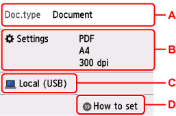 Ecranul de standby pentru scanare